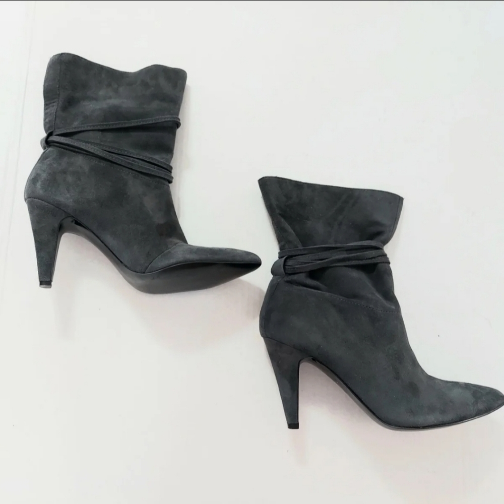 Nine West Grey Suede Stiletto Boots Size 6.5